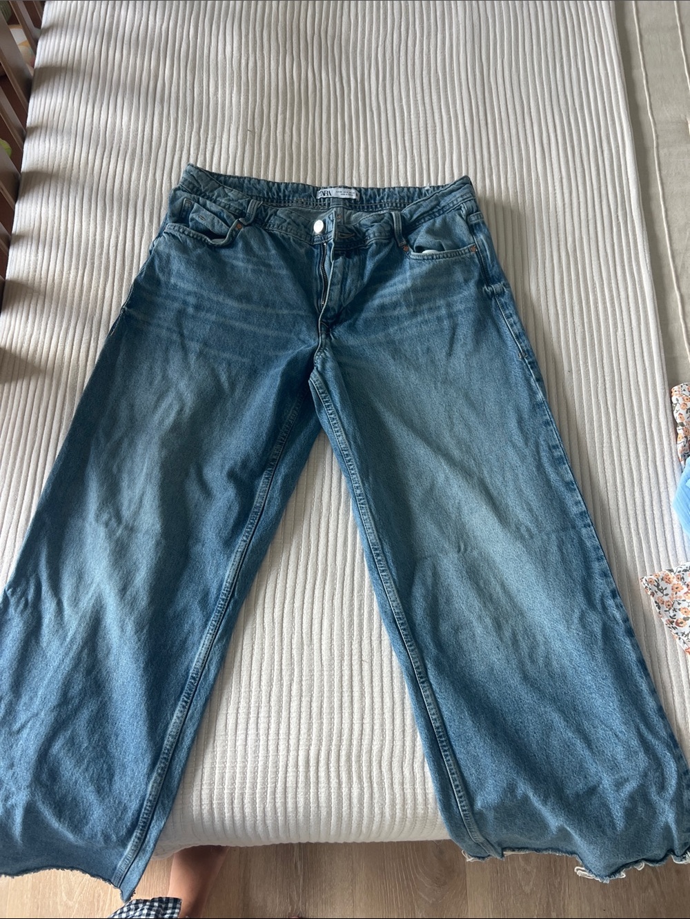 Zara Light Blue Denim Jeans Wide Leg